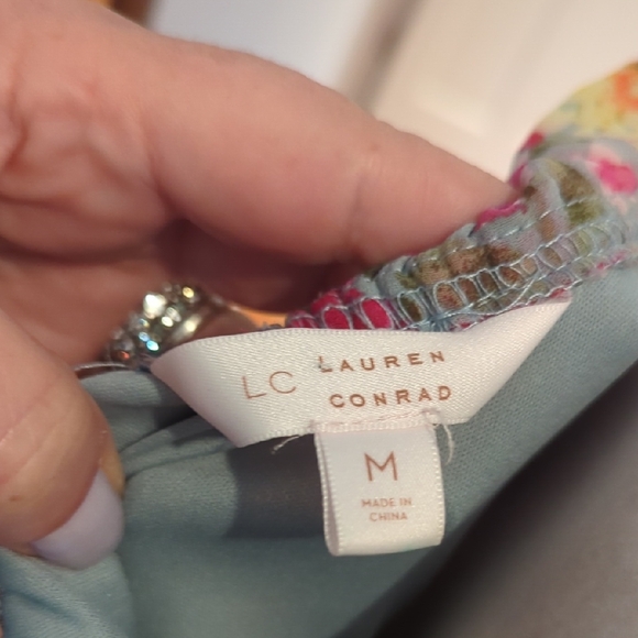 LC Lauren Conrad Off-Shoulder Floral Tiered Maxi Dress in Pink and Yellow - Picture 7 of 7